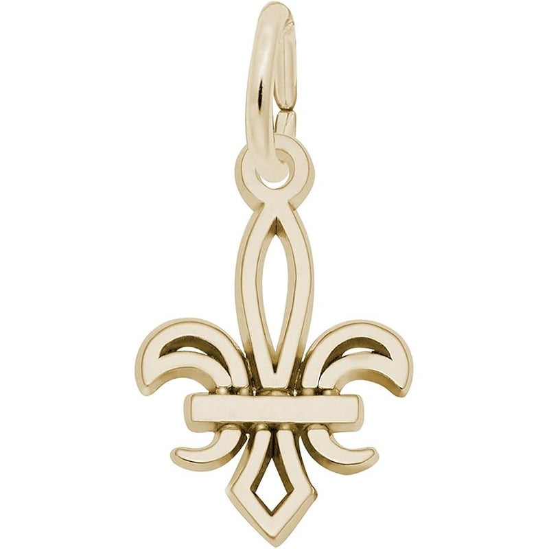 10k Yellow Gold Fleur De Lis Charm, Charms for Bracelets and Necklaces